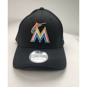 New Era 39Thirty Miami Marlins Team Classic Fitted Hat Black Size Medium Large